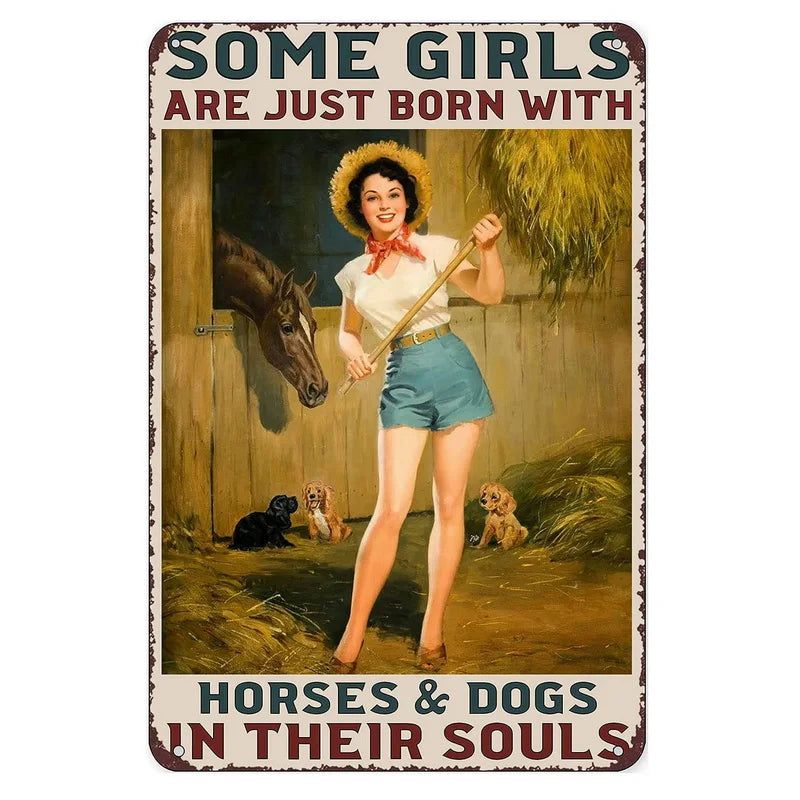 Retro Horse Make Me Happy Metal Tin Signs Vintage Posters for Garage Game Room Bar Man Cave Cafe Office Home Wall Decor Gift - Grand Goldman
