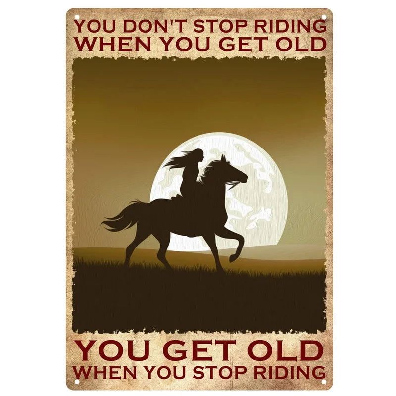 Retro Horse Make Me Happy Metal Tin Signs Vintage Posters for Garage Game Room Bar Man Cave Cafe Office Home Wall Decor Gift - Grand Goldman