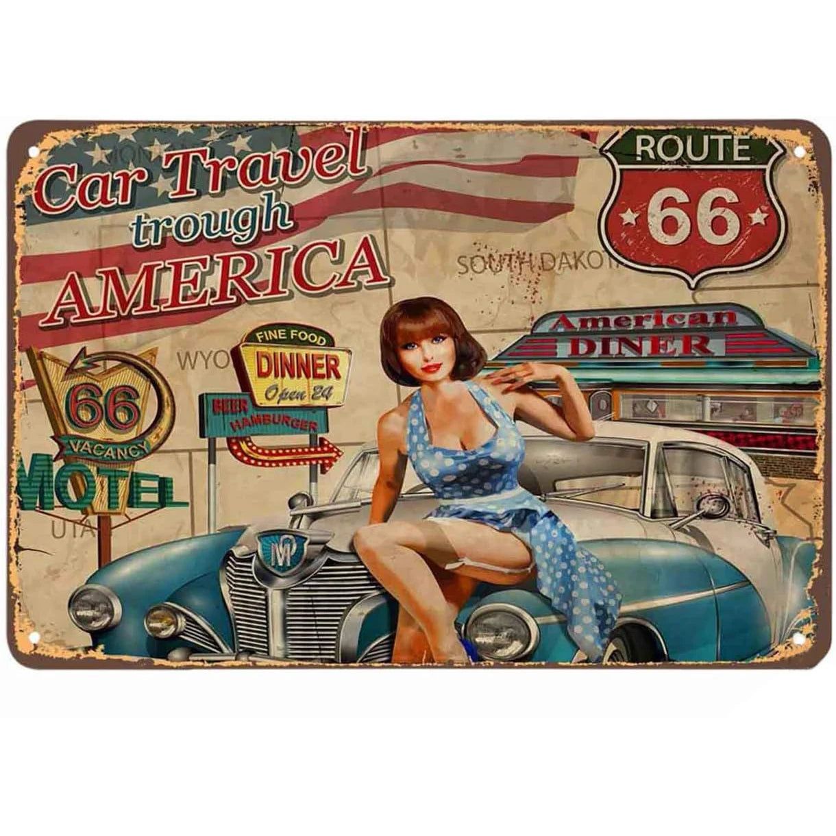 Retro Pinup Girls Spark Plugs Metal Tin Signs Vintage Posters for Garage Station Bar Man Cave Cafe Office Home Wall Decor Gift - Grand Goldman