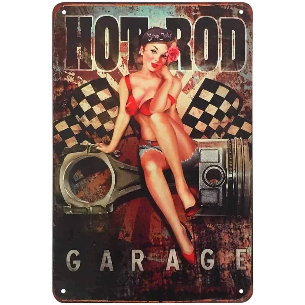 Retro Pinup Girls Spark Plugs Metal Tin Signs Vintage Posters for Garage Station Bar Man Cave Cafe Office Home Wall Decor Gift - Grand Goldman