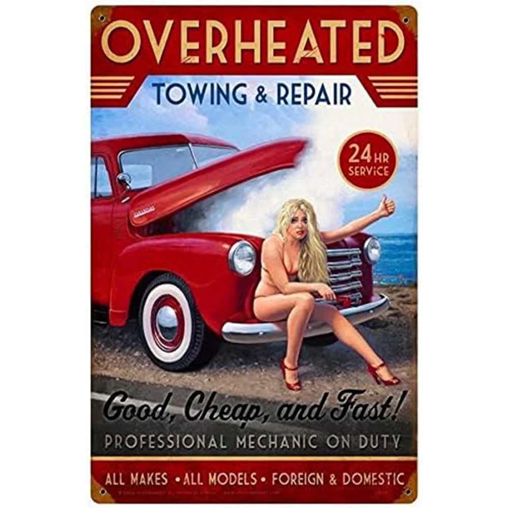 Retro Pinup Girls Spark Plugs Metal Tin Signs Vintage Posters for Garage Station Bar Man Cave Cafe Office Home Wall Decor Gift - Grand Goldman