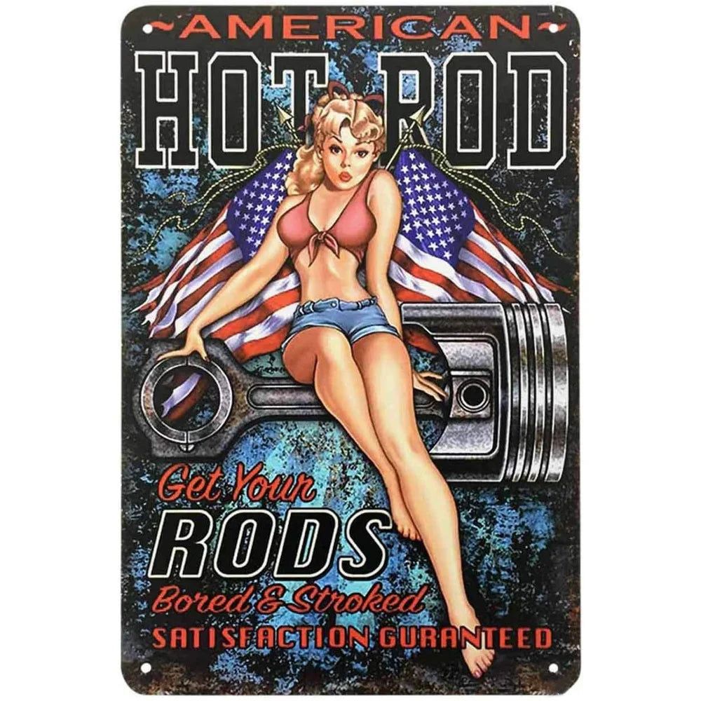 Retro Pinup Girls Spark Plugs Metal Tin Signs Vintage Posters for Garage Station Bar Man Cave Cafe Office Home Wall Decor Gift - Grand Goldman
