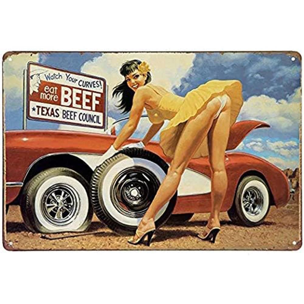 Retro Pinup Girls Spark Plugs Metal Tin Signs Vintage Posters for Garage Station Bar Man Cave Cafe Office Home Wall Decor Gift - Grand Goldman