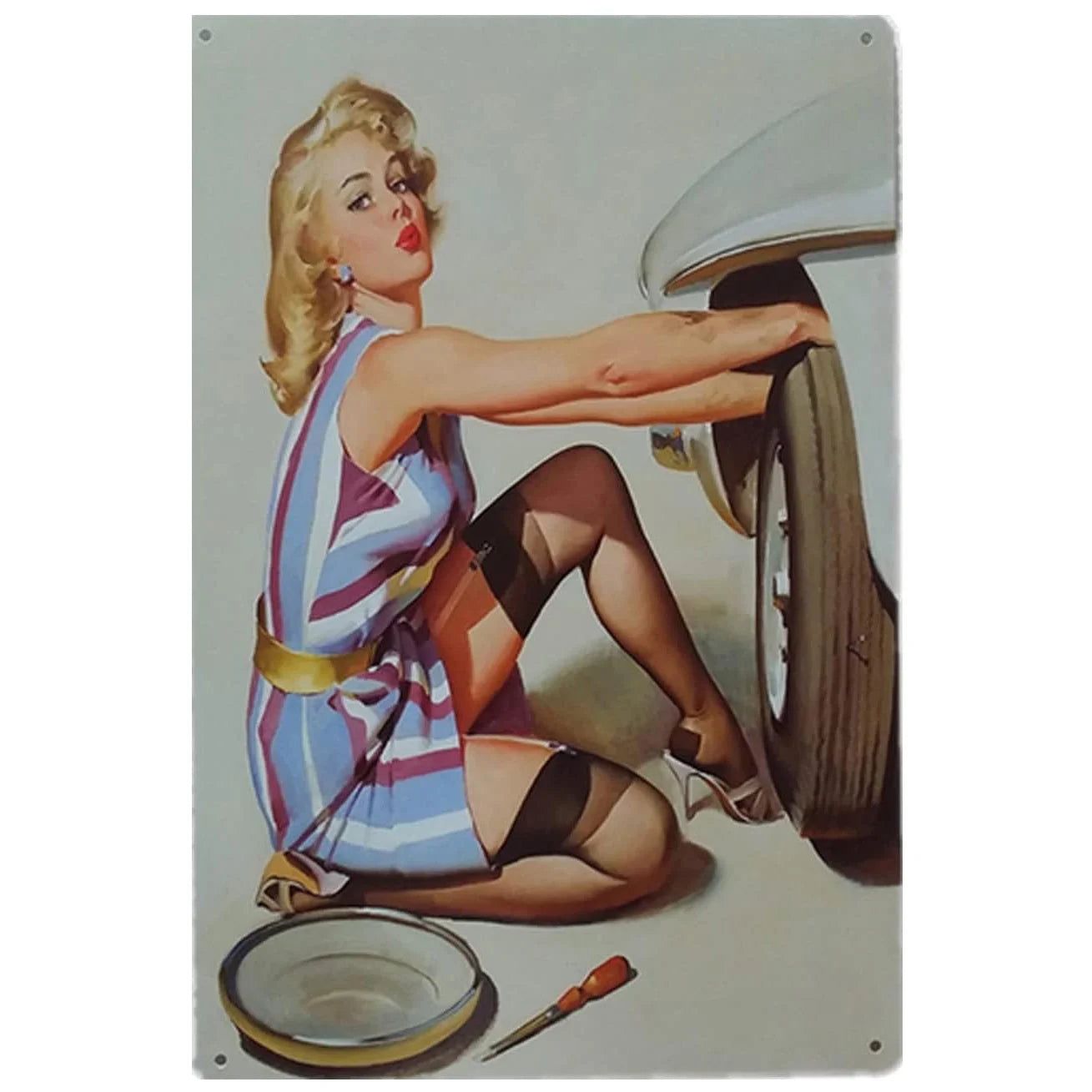 Retro Pinup Girls Spark Plugs Metal Tin Signs Vintage Posters for Garage Station Bar Man Cave Cafe Office Home Wall Decor Gift - Grand Goldman