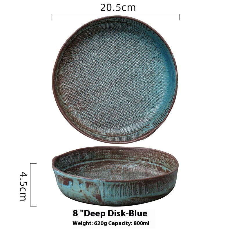 Retro Ceramic Deep Plates Creative Household Plate - Grand Goldman