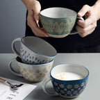 Retro Coffee Cup Ceramic Cup Japanese Garden Tea Cup Water Cup Embossed Stoneware Mug Couple Cup - Grand Goldman