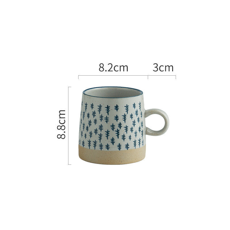 Retro Coffee Cup Ceramic Cup Japanese Garden Tea Cup Water Cup Embossed Stoneware Mug Couple Cup - Grand Goldman