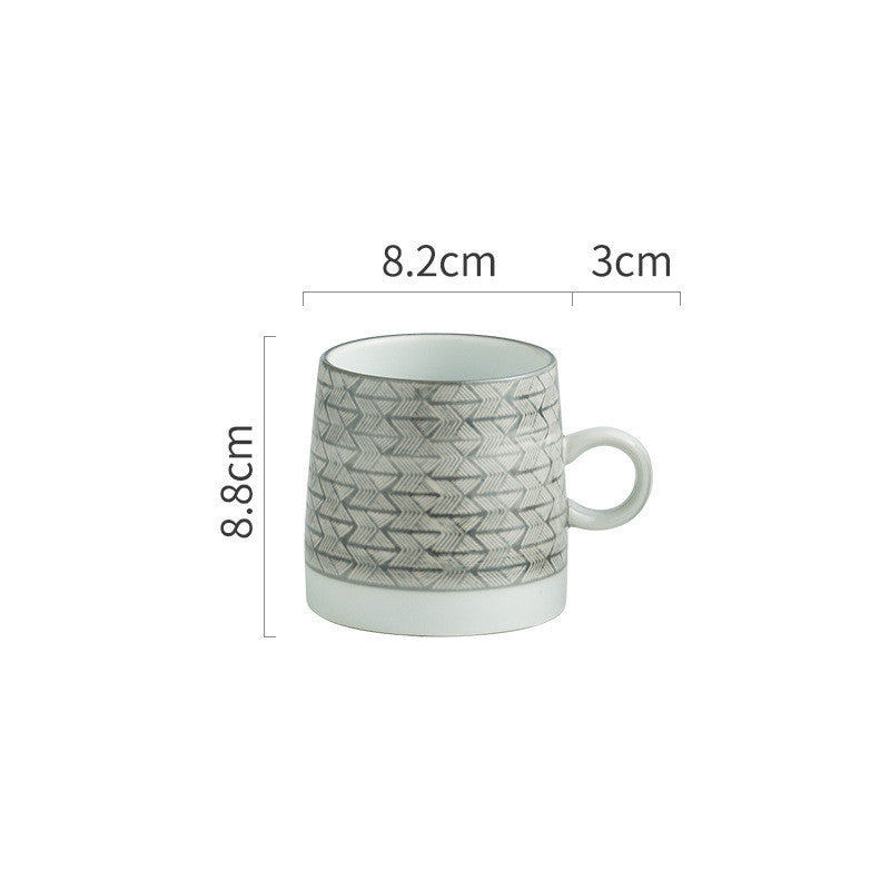 Retro Coffee Cup Ceramic Cup Japanese Garden Tea Cup Water Cup Embossed Stoneware Mug Couple Cup - Grand Goldman