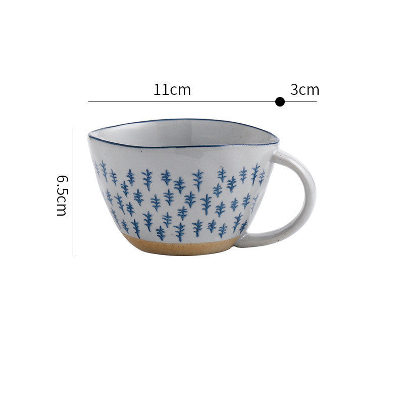 Retro Coffee Cup Ceramic Cup Japanese Garden Tea Cup Water Cup Embossed Stoneware Mug Couple Cup - Grand Goldman