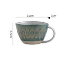 Retro Coffee Cup Ceramic Cup Japanese Garden Tea Cup Water Cup Embossed Stoneware Mug Couple Cup - Grand Goldman