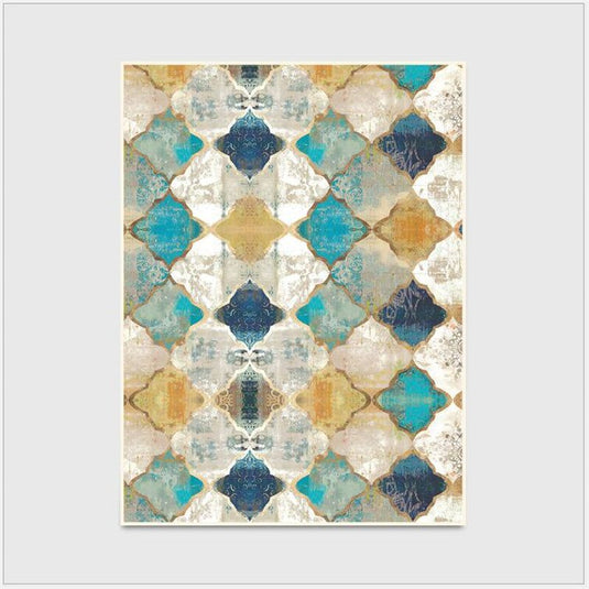 Retro Geometric Moroccan Ethnic Style Carpet - Grand Goldman