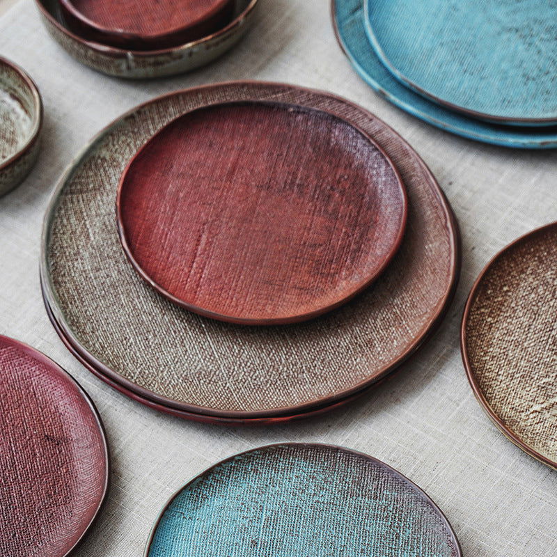 Retro Hand-painted Household Restaurant Japanese Round Ceramic Plate - Grand Goldman