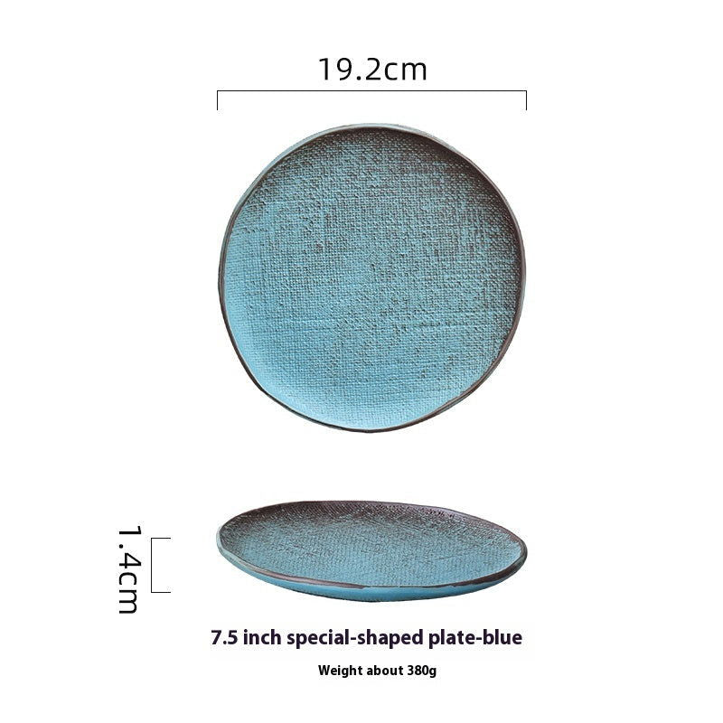 Retro Hand-painted Household Restaurant Japanese Round Ceramic Plate - Grand Goldman