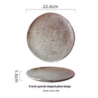 Retro Hand-painted Household Restaurant Japanese Round Ceramic Plate - Grand Goldman