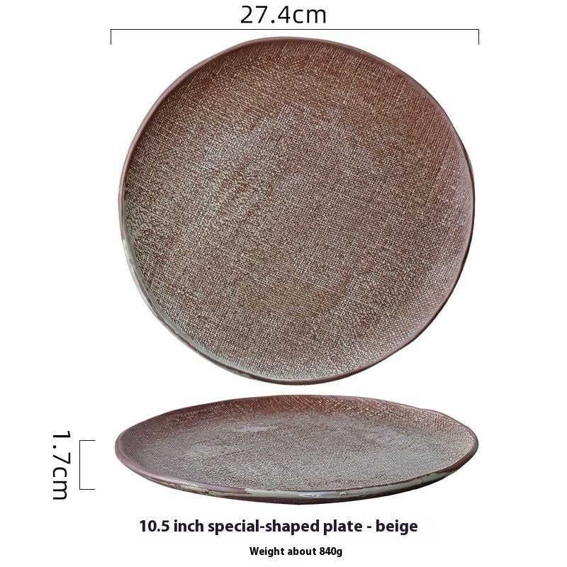 Retro Hand-painted Household Restaurant Japanese Round Ceramic Plate - Grand Goldman