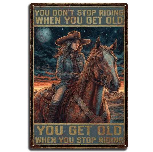 Retro Horse Make Me Happy Metal Tin Signs Vintage Posters for Garage Game Room Bar Man Cave Cafe Office Home Wall Decor Gift - Grand Goldman