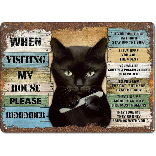 Retro Metal Tin Signs Black Cats Wall Poster Funny Kitty Home Bar Club Shop Decorations Coffee Vintage Sign Gifts - Grand Goldman