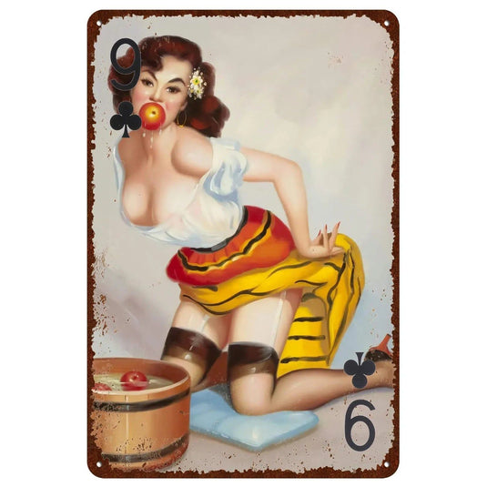 Retro Pokers Metal Tin Signs Pinup Girls Vintage Posters for Garage Game Room Bars Man Cave Cafe Pubs Clubs Home Wall Decor Gift - Grand Goldman