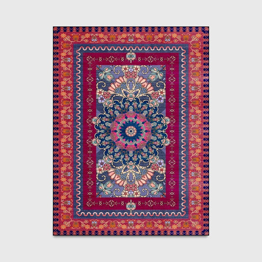 Retro Purplish Red Persian Blanket Ethnic Style Kitchen Living Room Bedroom Bedside Carpet Floor Mat - Grand Goldman