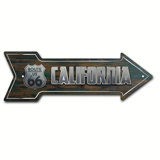 Retro Route 66 Motel Metal Tin Signs Vintage Street Signs Retro Arrow Directional Signage Funny Tin Sign for Wall Decoration - Grand Goldman