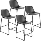 Rfiver Pu Faux Leather Bar Stools Set of 2, Industrial Pub Barstools with Back and Footrest, Modern Armless Bar Height Stool Chairs (Black, 24" Counter Chair x2) - Grand Goldman