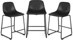 Rfiver Pu Faux Leather Bar Stools Set of 2, Industrial Pub Barstools with Back and Footrest, Modern Armless Bar Height Stool Chairs (Black, 24" Counter Chair x2) - Grand Goldman