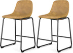 Rfiver Pu Faux Leather Bar Stools Set of 2, Industrial Pub Barstools with Back and Footrest, Modern Armless Bar Height Stool Chairs (Black, 24" Counter Chair x2) - Grand Goldman