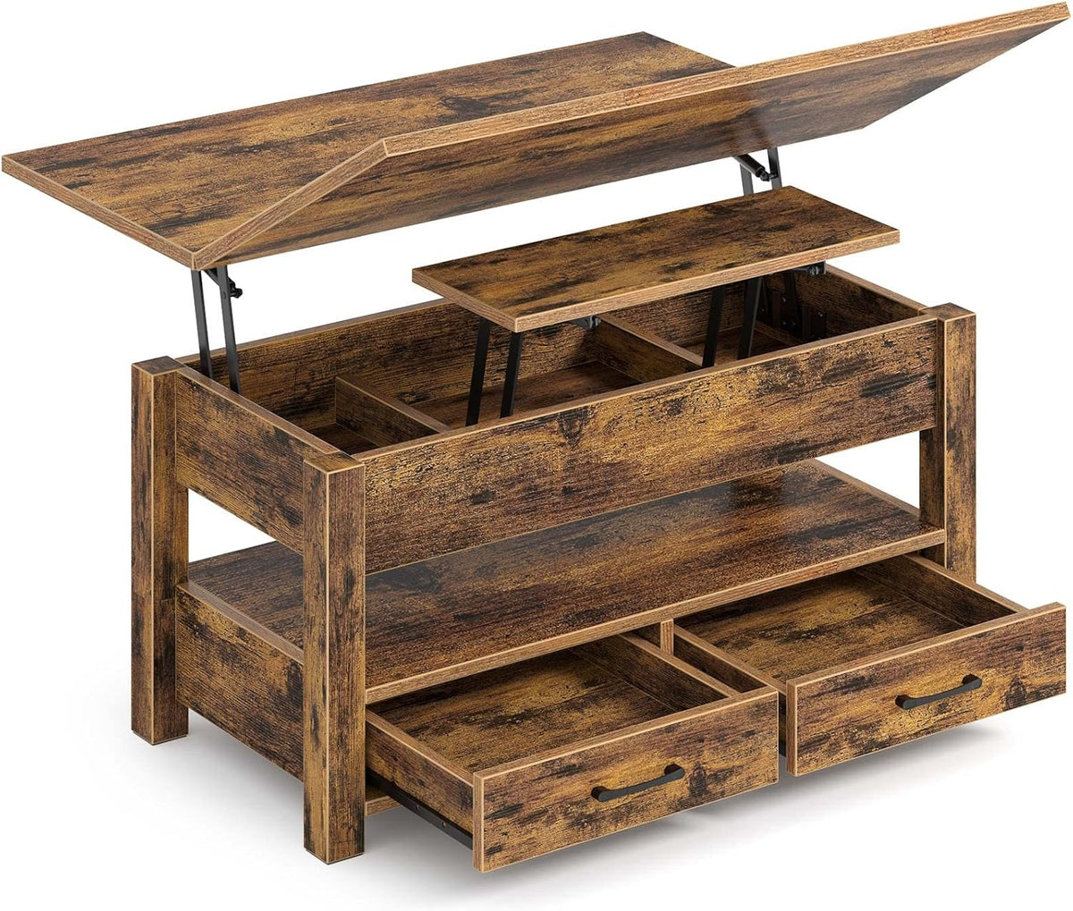 Rolanstar Coffee Table Lift Top, Multi-Function Convertible Coffee Table with Drawers and Hidden Compartment, Coffee Table Converts to Dining Table for Living Room, Home Office,Espresso - Grand Goldman