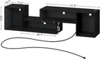 Rolanstar Deformable TV Stand with LED Strip & Power Outlets, Modern Entertainment Center for 45/50/55/60/65/70 inch TVs, Gaming Media 2 Pieces Console Cabinet, Black - Grand Goldman