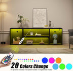 Rolanstar Deformable TV Stand with LED Strip & Power Outlets, Modern Entertainment Center for 45/50/55/60/65/70 inch TVs, Gaming Media 2 Pieces Console Cabinet, Black - Grand Goldman