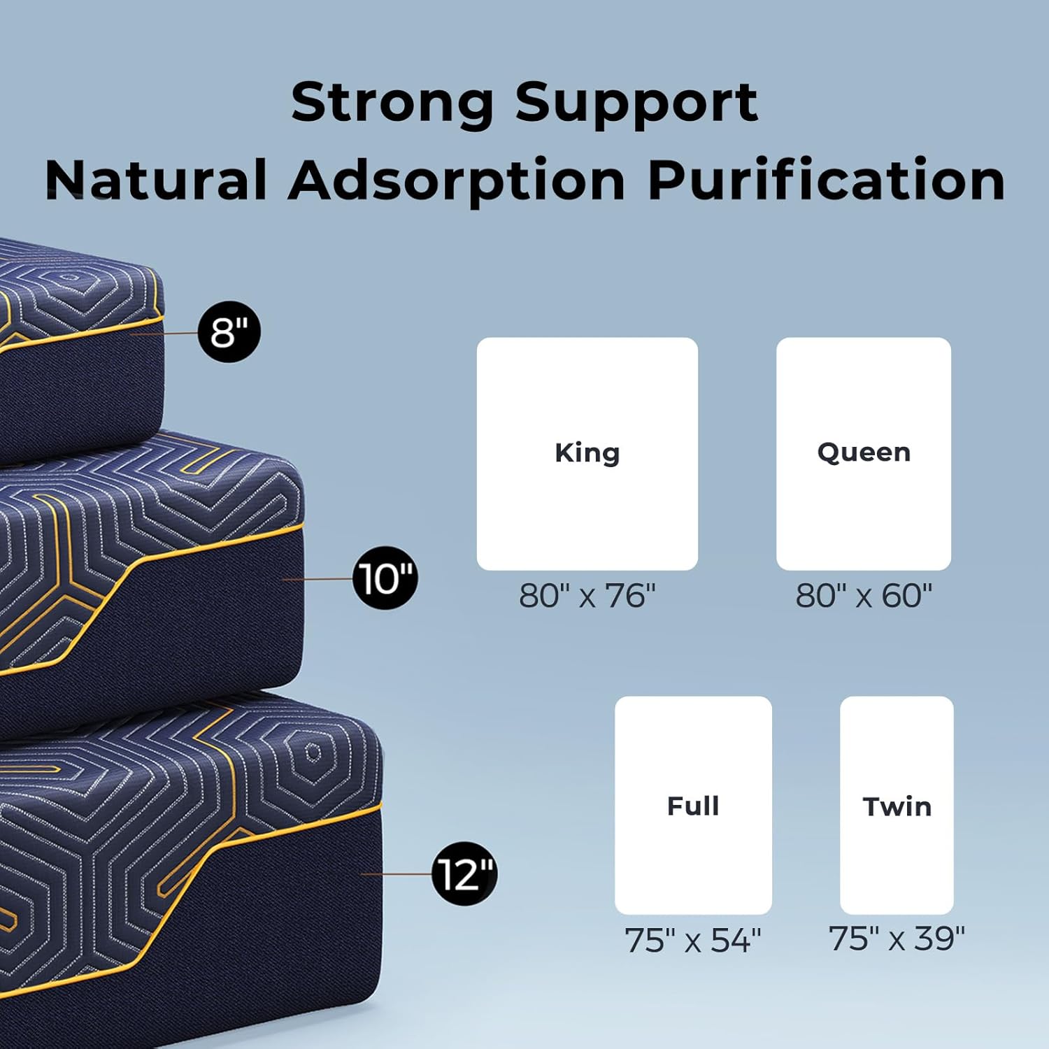 Rolanstar Full Size Mattress 10 inch, Memory Foam Mattress for Pressure Relief, Cooling Gel Mattress in a Box, Bamboo-Charcoal Foam Mattress, Firm, Fiberglass Free, CertiPUR-US Certified - Grand Goldman