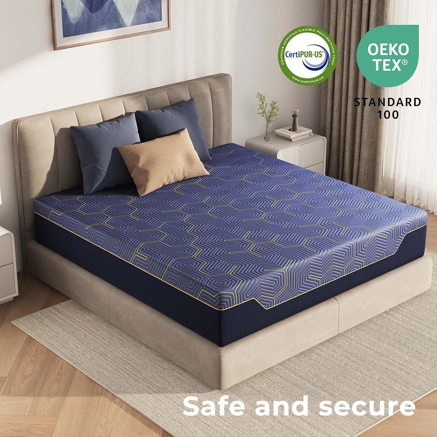 Rolanstar Full Size Mattress 10 inch, Memory Foam Mattress for Pressure Relief, Cooling Gel Mattress in a Box, Bamboo-Charcoal Foam Mattress, Firm, Fiberglass Free, CertiPUR-US Certified - Grand Goldman