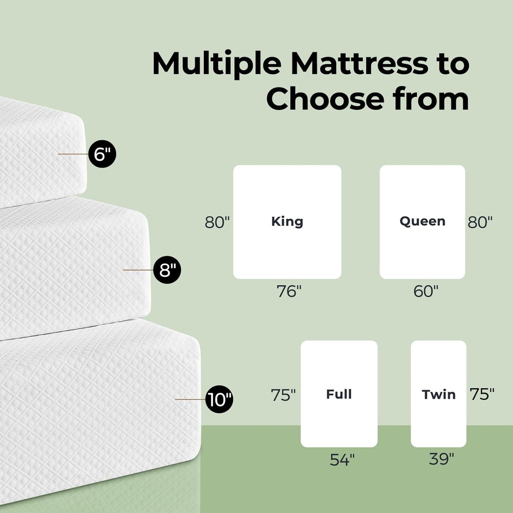 Rolanstar Queen Size Mattress, 10 Inch Gel Memory Foam Mattress in a Box, Fiberglass Free, Breathable Mattress for Cooler Sleep Supportive & Pressure Relief, CertiPUR-US Certified, White - Grand Goldman
