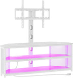 Rolanstar TV Stand with Mount and Power Outlet, Swivel TV Stand Mount with LED Lights for 32/45/55/60/65/70 inch TVs, Black Entertainment Center Media Console with Height Adjustable Mount - Grand Goldman