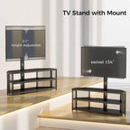 Rolanstar TV Stand with Mount and Power Outlet, Swivel TV Stand Mount with LED Lights for 32/45/55/60/65/70 inch TVs, Black Entertainment Center Media Console with Height Adjustable Mount - Grand Goldman