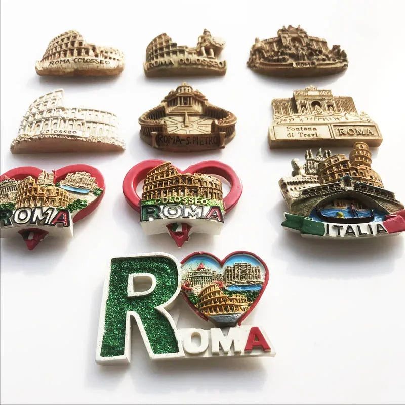 Roma Italy Landmark Fridge Magnet Tourist Souvenirs Colosseum Wishing Pool Magnetic Refrigerator Sticker Resin Crafts Collection - Grand Goldman