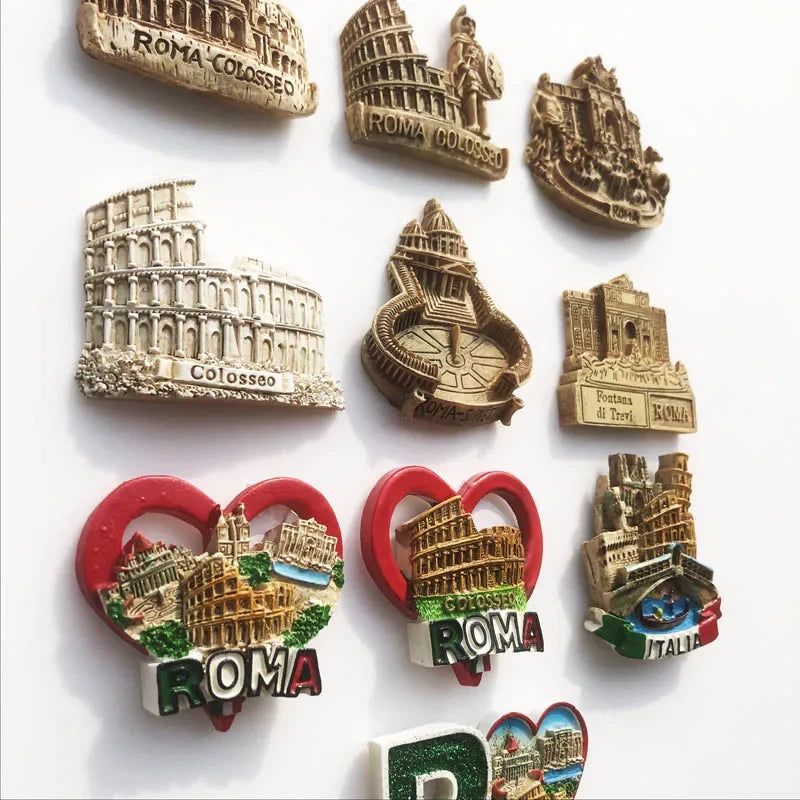Roma Italy Landmark Fridge Magnet Tourist Souvenirs Colosseum Wishing Pool Magnetic Refrigerator Sticker Resin Crafts Collection - Grand Goldman