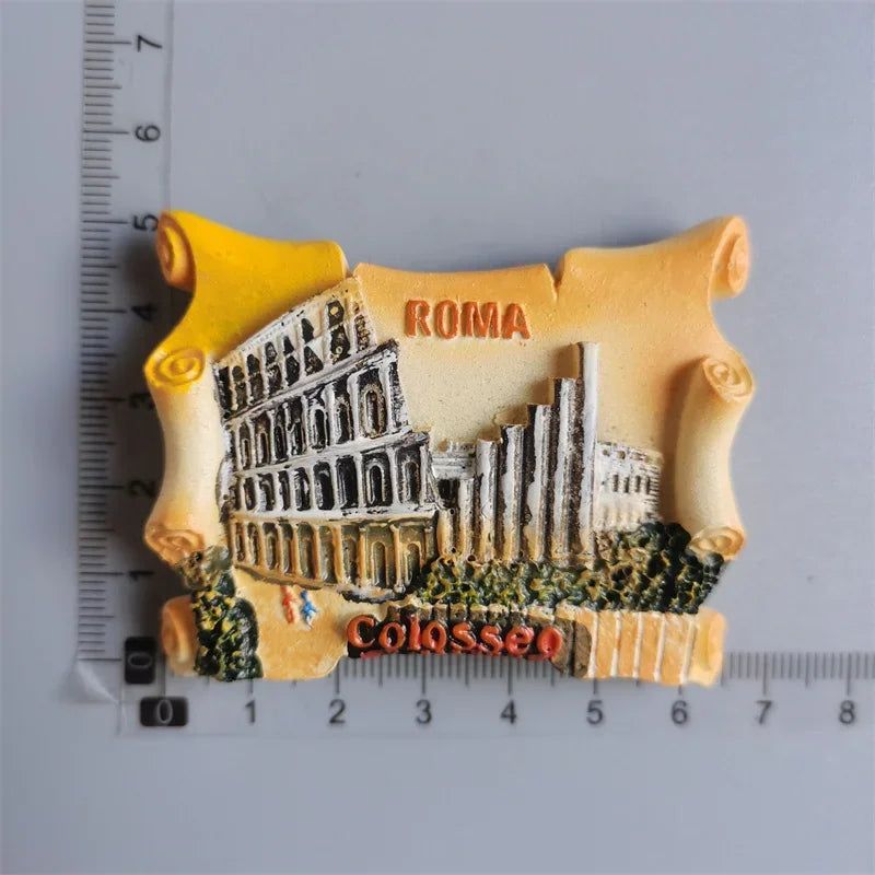 Roma Italy Landmark Fridge Magnet Tourist Souvenirs Colosseum Wishing Pool Magnetic Refrigerator Sticker Resin Crafts Collection - Grand Goldman