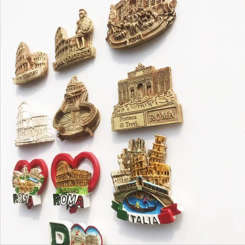 Roma Italy Landmark Fridge Magnet Tourist Souvenirs Colosseum Wishing Pool Magnetic Refrigerator Sticker Resin Crafts Collection - Grand Goldman