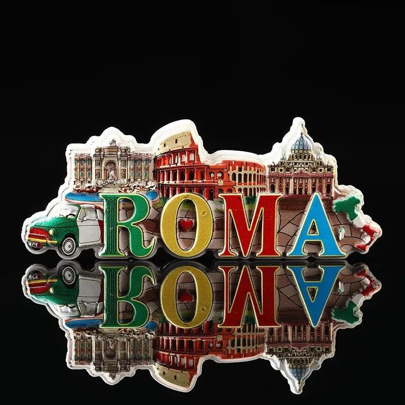 Roma Italy Landmark Fridge Magnet Tourist Souvenirs Colosseum Wishing Pool Magnetic Refrigerator Sticker Resin Crafts Collection - Grand Goldman