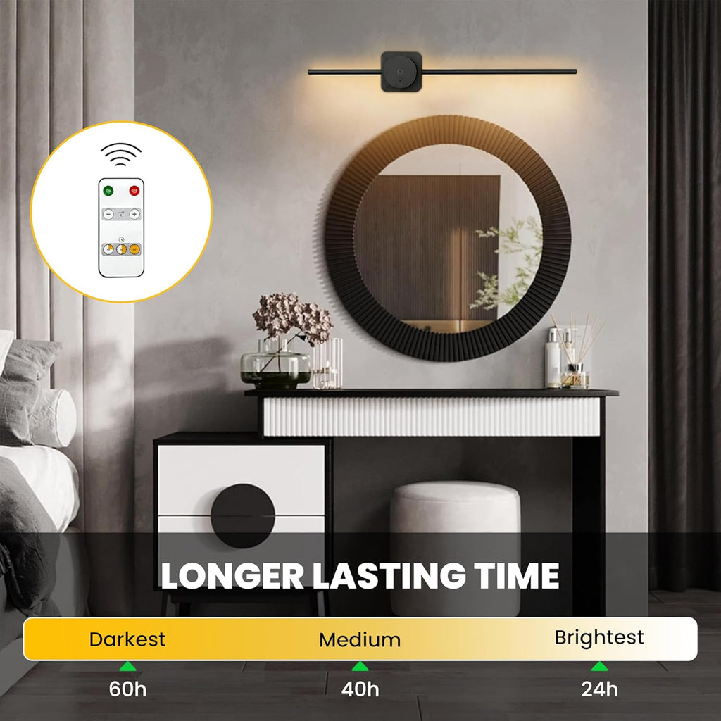 Rose Gold - Rechargeable Wall Sconces Set of 2 | 24.4" Length | Wireless Battery Scone with Remote Control - Removable Magnetic Battery - Dimmable Ambient Light - Battery Operated Lights for Wall - Grand Goldman