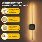 Rose Gold - Rechargeable Wall Sconces Set of 2 | 24.4" Length | Wireless Battery Scone with Remote Control - Removable Magnetic Battery - Dimmable Ambient Light - Battery Operated Lights for Wall - Grand Goldman