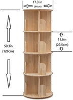 Rotating Bookshelf 360 Display 4 Tier Floor Standing Bookcase Storage Rack for Kids&Adults Solid Wood Bookshelf Organizer - Grand Goldman