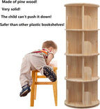 Rotating Bookshelf 360 Display 4 Tier Floor Standing Bookcase Storage Rack for Kids&Adults Solid Wood Bookshelf Organizer - Grand Goldman