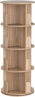 Rotating Bookshelf 360 Display 4 Tier Floor Standing Bookcase Storage Rack for Kids&Adults Solid Wood Bookshelf Organizer - Grand Goldman