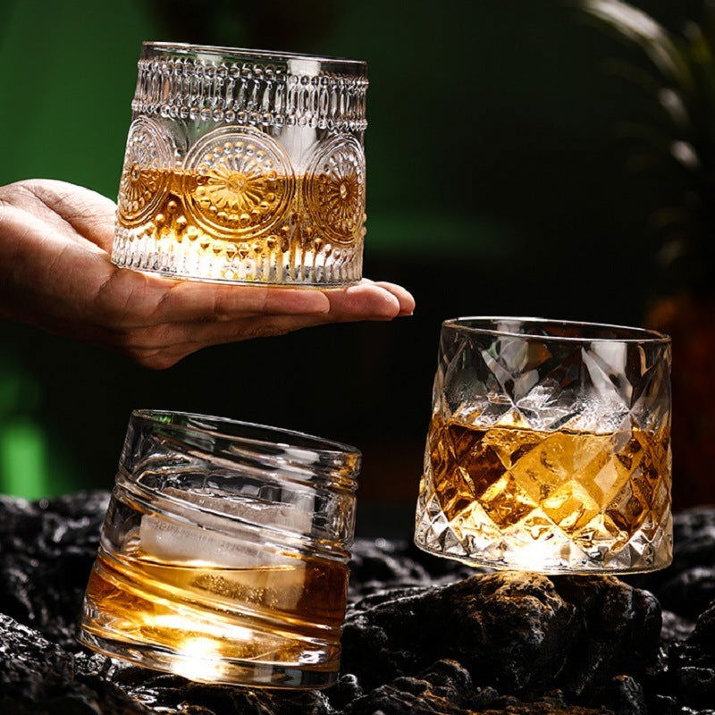Rotating Whisky Glass, Whiskey Scotch Bourbon Crystal - Grand Goldman