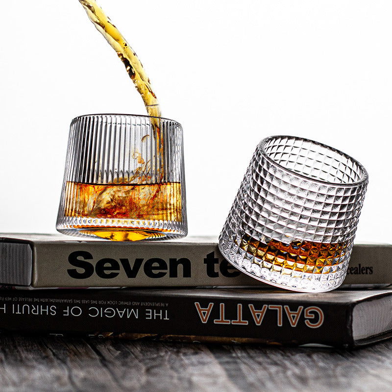 Rotating Whisky Glass, Whiskey Scotch Bourbon Crystal - Grand Goldman