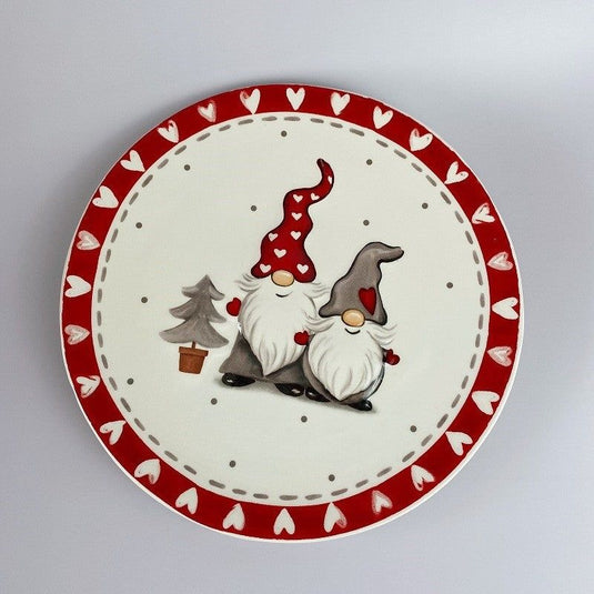 Round Christmas Ceramic Embossed Shallow Dish Household Tableware - Grand Goldman