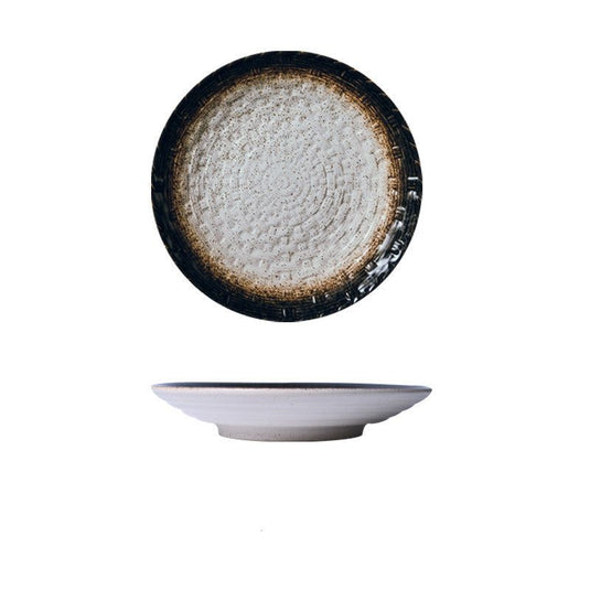 Round Creative Flat Plate Large Size 10 Inch Japanese Simple Dish Plate Japanese Restaurant Ceramic Plate Shallow Plate Rice Plate - Grand Goldman