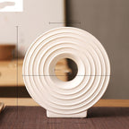 Round Wheel Ceramic Vase Japanese-style Flower Arrangement Home Decor Modern Desktop Decorative Ornaments Zen Porcelain Vases - Grand Goldman